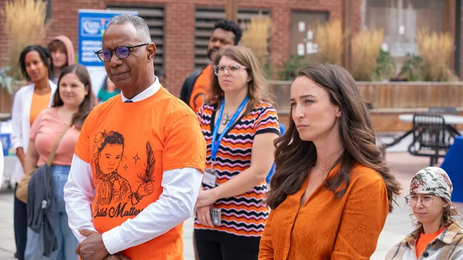 People gathered for Orange Shirt Day gathering