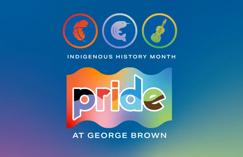 Indigenous History Month and Pride icons and logos at George Brown