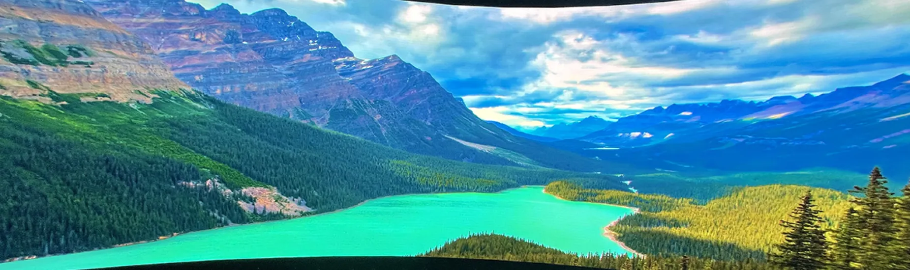 The Rockies projected on a large LED screen at St James Campus