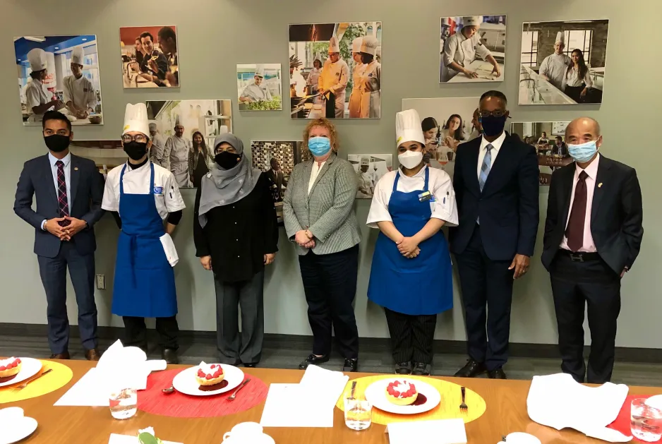 Malaysian delegation with President Dr. Gervan Fearon and CHCA Dean Lorraine Trotter