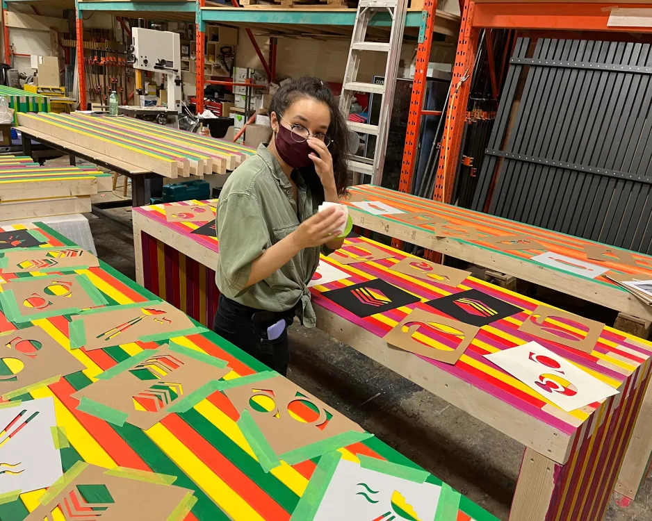 Graphic Design student working on Smogasburg Toronto tables