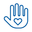 Icon of an open hand with a heart in the middle.
