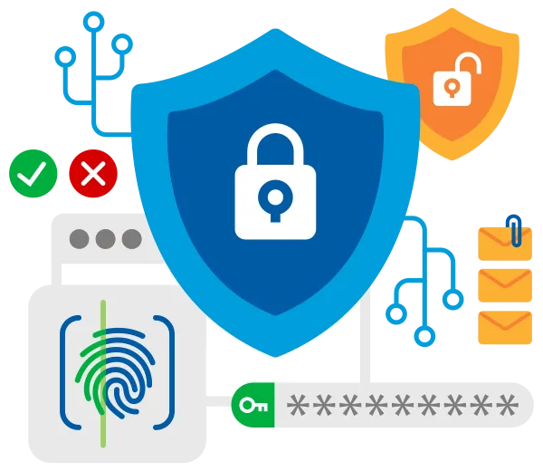 Illustration of cybersecurity icons