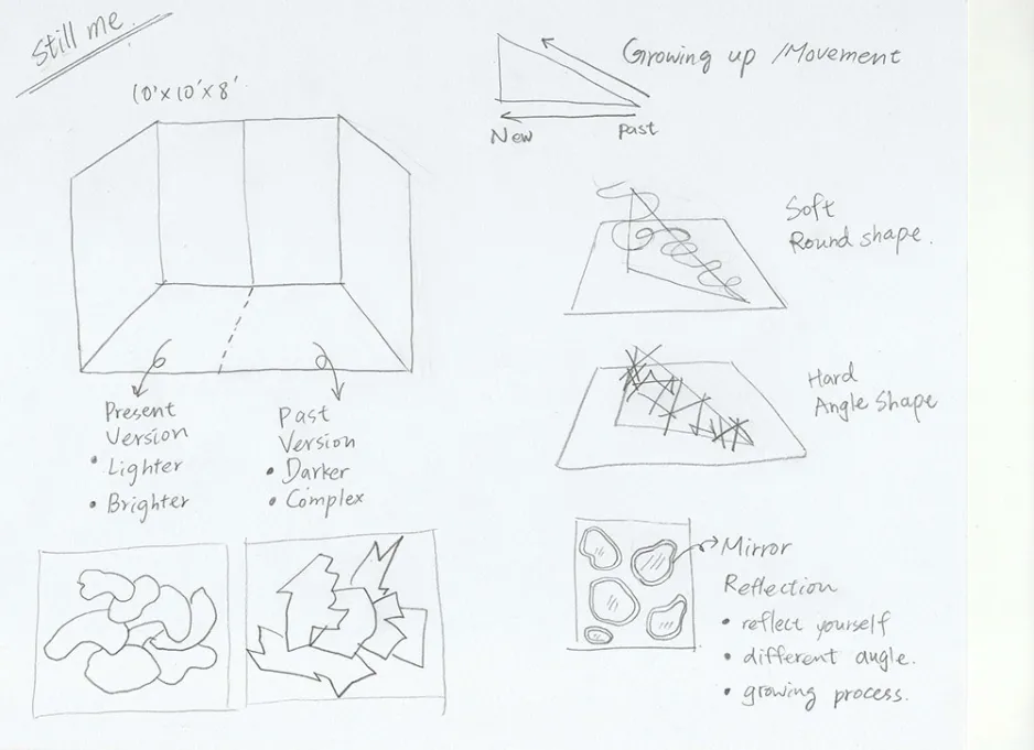 Hand drawn plan for student interior design project