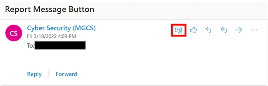The web view of reporting phishing in Outlook