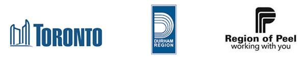 logos for City of Toronto, Durham Region and Region of Peel