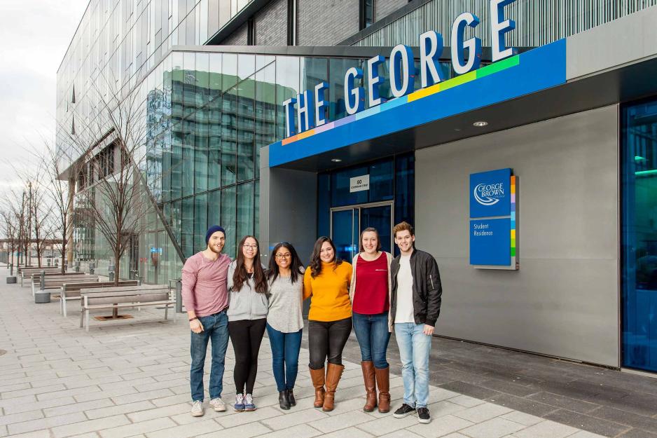Students in front of The George student residence