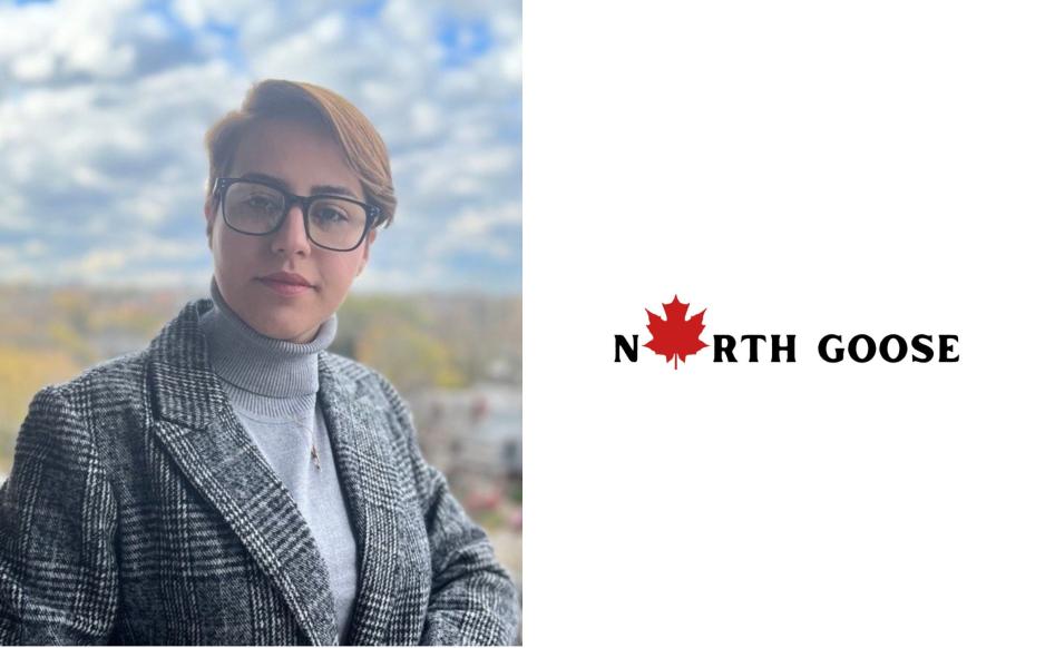 Bio picture of Rayeheh Rezaei and logo of North Goose