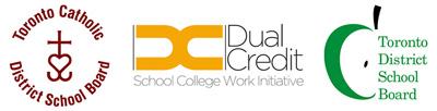 TCDSB, Dual Credit and TDSB logos