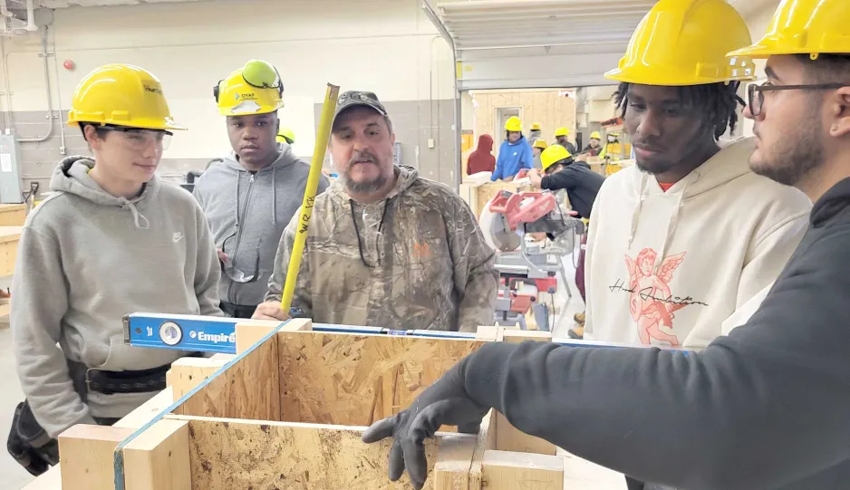 Construction Quick Start students and instructors in class, February 2024.