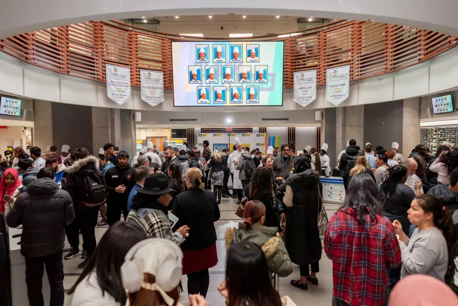CHCA atrium full of people for Roots and Recipes event
