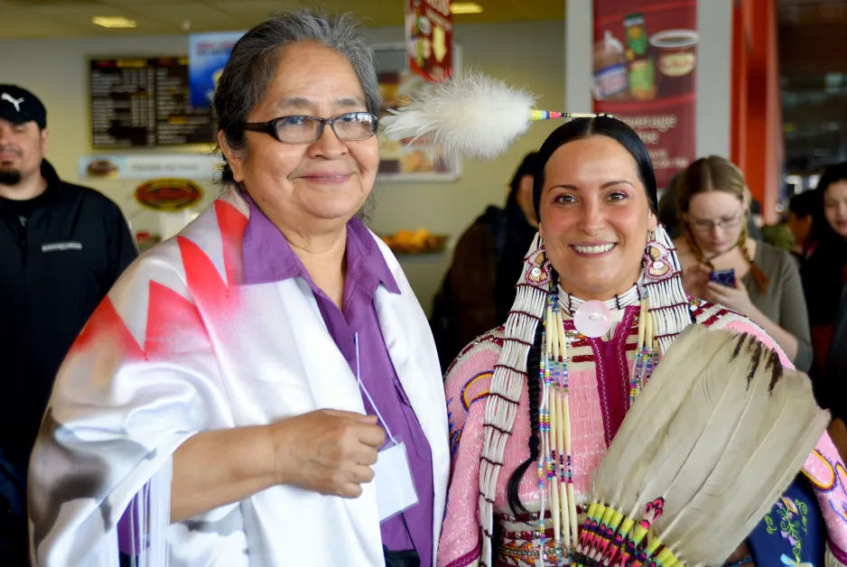 Pauline Shirt with another woman at the George Brown College Pow Wow 2015