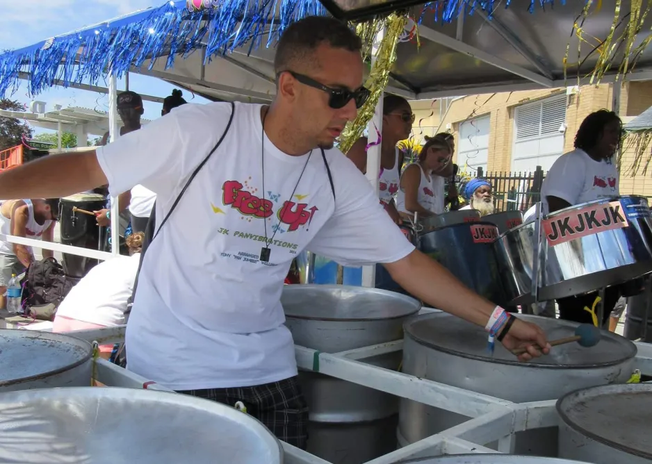 Jimi Rockley plays the steel drums