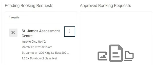 A screenshot of a web page with indication where find three dots to cancel your booking