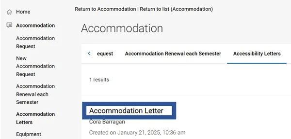 accommodation letter
