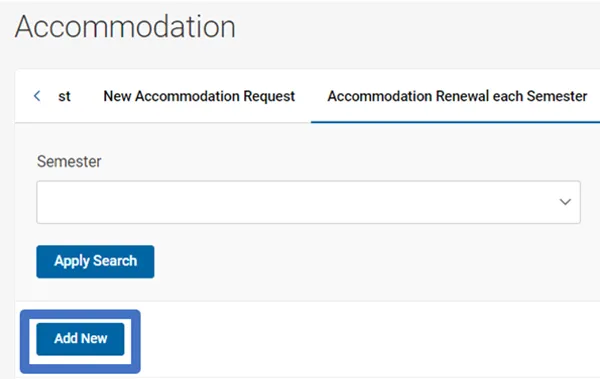 add new accommodation screen