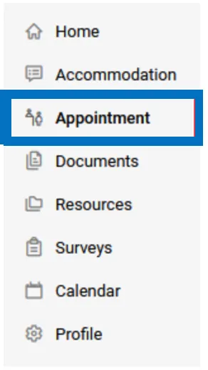 Appointment request menu