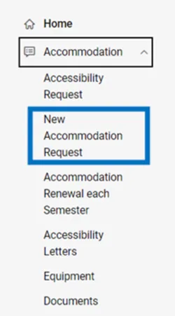 new accommodation request menu
