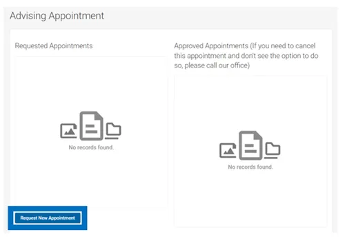 Request new appointment screen