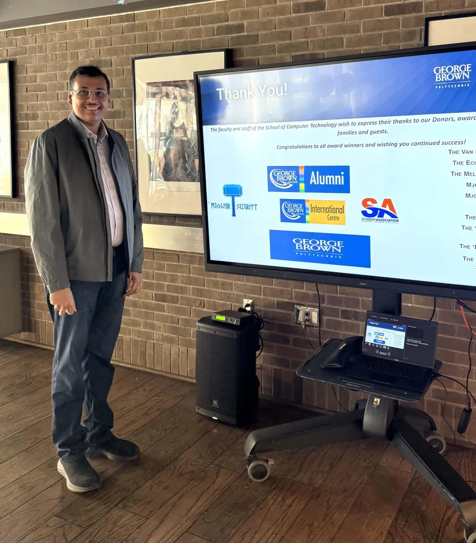 Milind Bhargava at the 2026 George Brown Polytechnic’s School of Information Technology Awards Ceremony.
