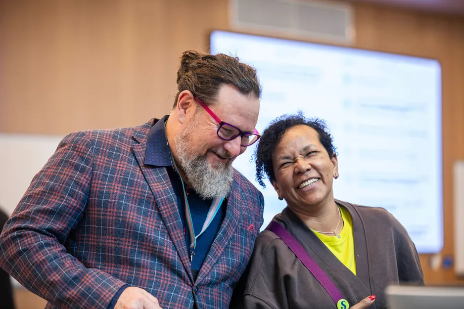 2 people laughing