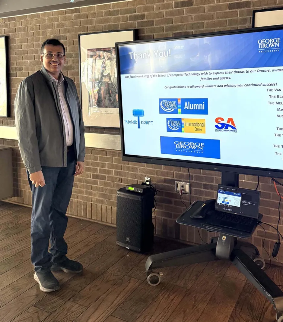 Milind Bhargava at the 2026 George Brown Polytechnic’s School of Information Technology Awards Ceremony.