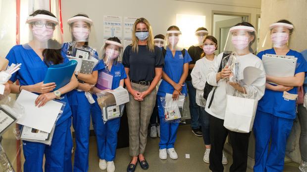 Minister Dunlop with Health Sciences students