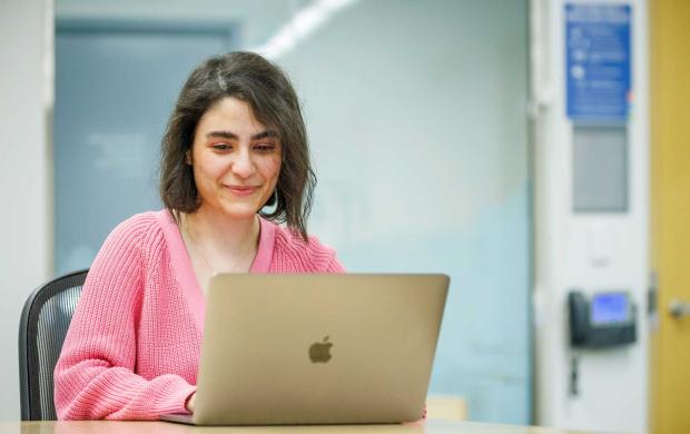 Student using a laptop computer