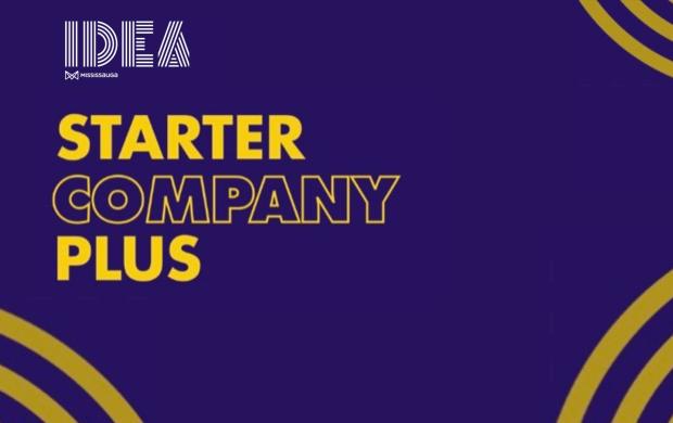 Dark purple background with yellow writing "Starter Company Plus"