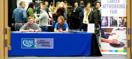 Students at a career fair