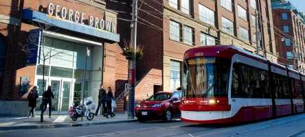 St James Campus exterior, King Street, with streetcar