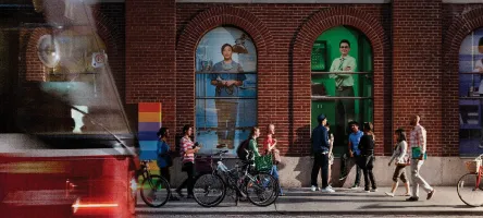 Night time street view of 200 King Street East, St. James Campus.
