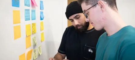 Design student reviewing concepts