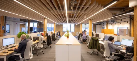 People working at desks at 230 Richmond St. E.