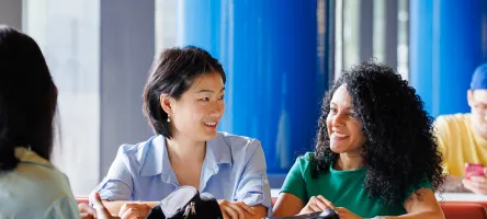 Students sitting on the main floor of 51 Dockside Dr