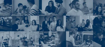 A mosaic of students, employees and visitors to George Brown Polytechnic.