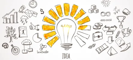 Idea loading. Business icons drawn in pencil. Vector background.