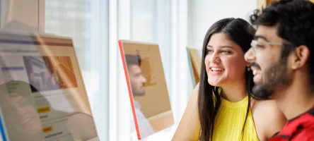 Students study together in a George Brown Polytechnic computer lab.