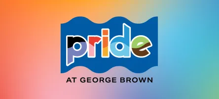 colourful pride at george brown banner on gradient field